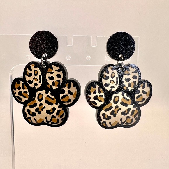 Cheetah Paw Print Earrings - Cheetah Earrings - Dog Earrings - Animal Earrings - Picture 1 of 8